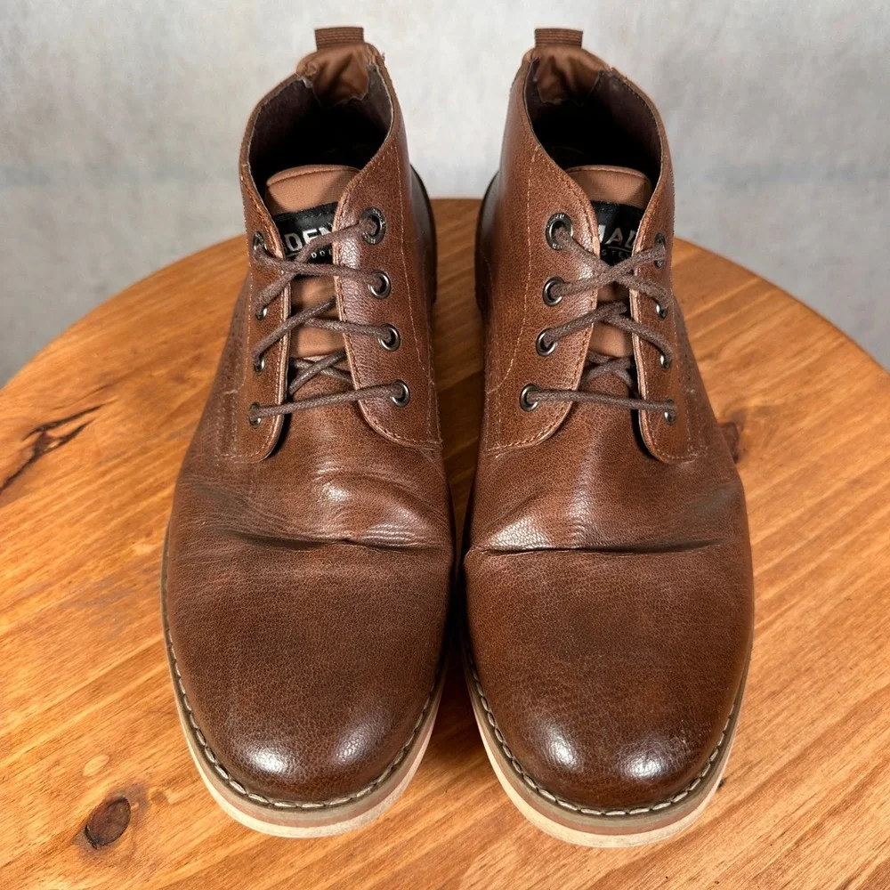 Madden Chukka Boots Mens Size 9 Brown Good Lace Up Brogue Detail Ortholite